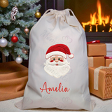 Personalised Christmas Santa Sack - Santa Claus Design. Premium Custom Xmas Gift Sack with Name
