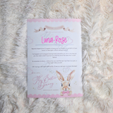 Personalised Kids Easter Bunny Letter for Easter Egg Hunt - Pink, Blue or Yellow