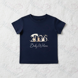 Personalised Born In 2026 Organic Cotton Baby Tee: Farm Animal Design