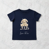 Personalised Born In 2026 Organic Cotton Baby Tee: Born In 2026 Bunny Design
