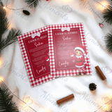 Personalised Elf Hello and Goodbye Letter Bundle | Red Gingham Elf Arrival and Farewell Notes | Custom Name A4 Card | Kids Christmas Set