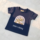 Personalised Happy Mother's Day T-shirt - Teddy Rainbow Design - Pink or Blue