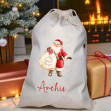 Personalised Christmas Santa Sack - Santa Claus Design. Premium Custom Xmas Gift Sack with Name
