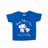 Personalised Happy Father's Day Kids T-shirt - Daddy & Baby Elephant Design