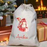 Personalised Christmas Santa Sack - Elf Present Design. Premium Custom Xmas Gift Sack with Name