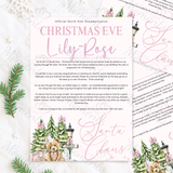 Personalised Christmas Eve Santa Letter - Candy Cane Lane Pink Design. Custom Kids Christmas Eve Box Filler.