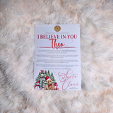 Personalised "I Believe In You" Santa Letter - Candy Cane Lane Red Design. Custom Kids Christmas Eve Box Filler.