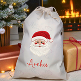 Personalised Christmas Santa Sack - Santa Claus Design. Premium Custom Xmas Gift Sack with Name