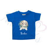 Personalised Kids Happy Easter T-shirt - Bunny Wreath Design