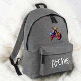 Personalised Neon Dirt Bike School Bag
