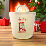 Personalised 1st Christmas Trug. Felt Xmas Gift Basket.