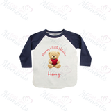Personalised Mummy's Little Valentine Long Sleeved Top. Kids Valentine's Outfit - Red or Navy - Teddy Heart Design