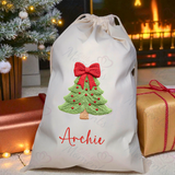 Personalised Christmas Santa Sack - Christmas Tree Design. Premium Custom Xmas Gift Sack with Name