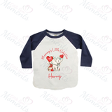 Personalised Mummy's Little Valentine Long Sleeved Top. Kids Valentine's Outfit - Red or Navy - Elephant