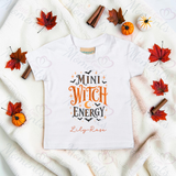 Personalised Mini Witch Energy Kids T-shirt | Halloween Toddler Top