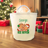 Personalised Christmas Gift Basket Trug. Festive Gift Sack - 67 Design - Loot Bag