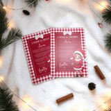 Personalised Elf Hello and Goodbye Letter Bundle | Red Gingham Elf Arrival and Farewell Notes | Custom Name A4 Card | Kids Christmas Set