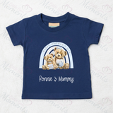 Personalised Happy Mother's Day T-shirt - Teddy Rainbow Design - Pink or Blue