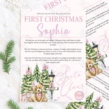 Personalised First Christmas Certificate from Santa Claus. Custom Baby Xmas Keepsake - Pink or Blue