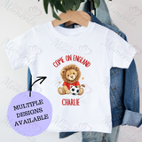 Personalised "Come On England" Football T-shirt for World Cup - All Sizes - Lion Design