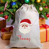 Personalised Christmas Santa Sack - Santa Claus Design. Premium Custom Xmas Gift Sack with Name