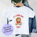 Personalised "It's Coming Home" England Football T-shirt for World Cup - All Sizes - Lion Design