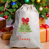 Personalised Christmas Santa Sack - Christmas Tree Design. Premium Custom Xmas Gift Sack with Name