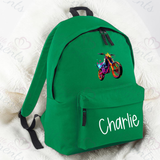 Personalised Neon Dirt Bike School Bag