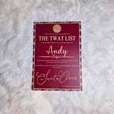 Personalised Adults Explicit Novelty Christmas Certificate. The T**t List. 18+. Custom Made Funny Secret Santa Gift  - Tartan Design