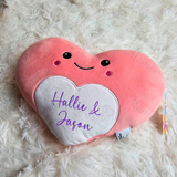Personalised Pink Love Heart Mumbles SquidgeMe Plush. Custom Valentine's Day Gift.