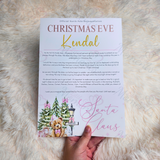 Personalised Christmas Eve Santa Letter - Candy Cane Lane Pink Design. Custom Kids Christmas Eve Box Filler.