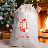 Personalised Christmas Santa Sack - Elf Present Design. Premium Custom Xmas Gift Sack with Name