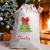 Personalised Christmas Santa Sack - Christmas Tree Design. Premium Custom Xmas Gift Sack with Name