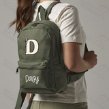 Personalised Kids Monochrome Bow Initial Mini Backpack