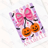 Personalised Halloween Tote Bag | Pink Bow Pumpkin Design | Custom Name Trick or Treat Bag | Kids Halloween Gift Bag