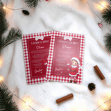 Personalised Elf Hello and Goodbye Letter Bundle | Red Gingham Elf Arrival and Farewell Notes | Custom Name A4 Card | Kids Christmas Set