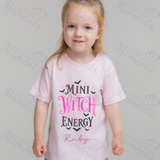Personalised Mini Witch Energy Kids T-shirt | Halloween Toddler Top