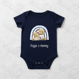 Personalised Happy Mother's Day Baby Bodysuit. Custom Baby Vest - Blue or Pink Teddy Rainbow Design