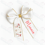 Personalised Glitter Trim Christmas Hair Bow - Christmas 2025 Design - Multiple Colours - 6 Inch Bow