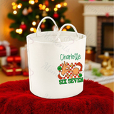 Personalised Christmas Gift Basket Trug. Festive Gift Sack - 67 Design - Loot Bag