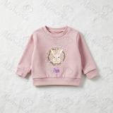 Personalised Easter Bunny Sweatshirt. Baby/Toddler Jumper - Easter Bunny Wreath Design - Pink or Blue