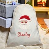 Personalised Christmas Santa Sack - Santa Claus Design. Premium Custom Xmas Gift Sack with Name