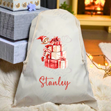 Personalised Christmas Santa Sack - Elf Present Design. Premium Custom Xmas Gift Sack with Name