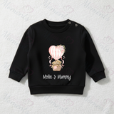 Personalised Happy Mother's Day Sweatshirt. Baby/Toddler Jumper - Teddy Hot Air Balloon Design