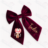 Personalised Valentine's Velvet Hair Bow - Teddy Hot Air Balloon Design