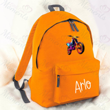Personalised Neon Dirt Bike School Bag