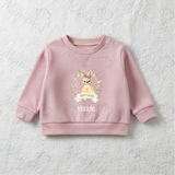 Personalised Easter Bunny Sweatshirt. Baby/Toddler Jumper - Easter Bunny Wreath Design - Pink or Blue