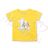 Personalised 1st Easter Kids T-shirt - Pink or Blue Gingham Bunny Design