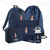 Personalised Mega Back To School Essentials Bundle - Custom School Girl Dolly