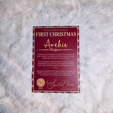 Personalised First Christmas Tartan Certificate. Custom Baby Xmas Keepsake.
